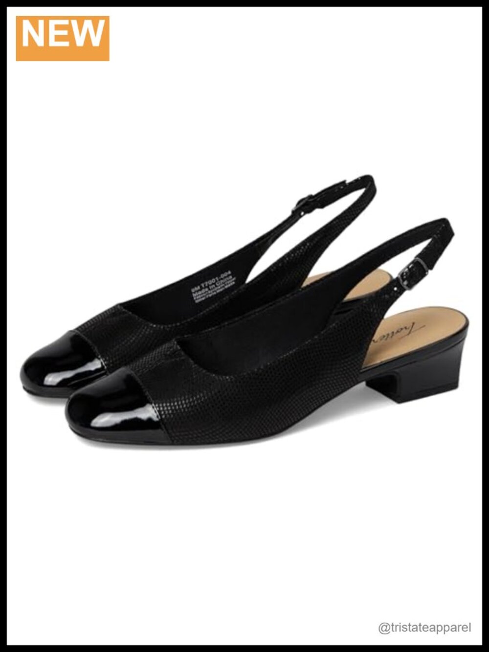 Leather Slingback Block Heel Pump with Arch Support Cushioned Footbed